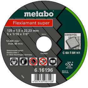 metabo® - Flexiamant super 115x1,5x22,2 Keramik, Trennscheibe, gerade Ausführung (616195000)
