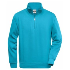 James & Nicholson - Workwear Zip Sweatshirt JN831, türkis, Größe XL