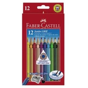 Faber-Castell - Farbstift Jumbo Grip, 0,4mm, farblich sortiert, Pck=12 Stück, 110912