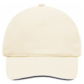 James & Nicholson - 5 Panel Sandwich Cap MB035, natur/navy-blau, Einheitsgröße