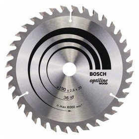 Bosch - Sägeblatt Optiline Wood für Handkreissägen ø190 x 20/16 x 2,6mm, 36 Zähne (2608640613)