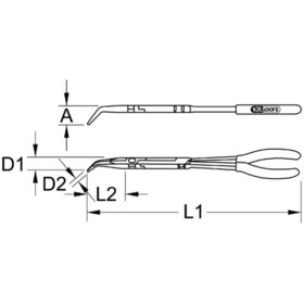 KSTOOLS® - Doppelgelenk-Flachrundzange, 45° gebogen, XL