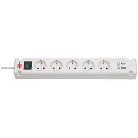 brennenstuhl® - Bremounta Steckdosenleiste 5-fach, USB-Ladefunktion, 90° Steckdosen, weiß