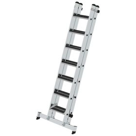 MUNK Günzburger Steigtechnik - Stufen-Schiebeleiter 2-teilig mit nivello-Traverse und clip-step R13 2x7