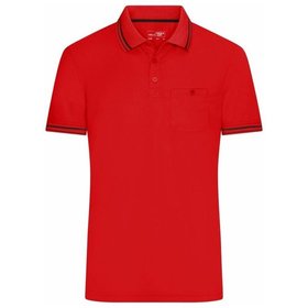 James & Nicholson - Herren Active Polo JN702, rot/schwarz, Größe M