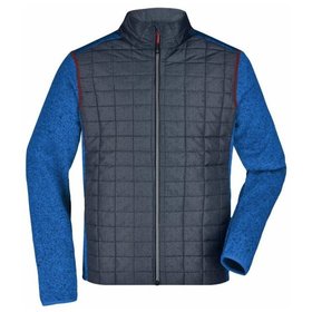 James & Nicholson - Herren Melange Strickfleece Hybridjacke JN742, königs-blau/anthrazit, Größe L