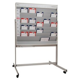 EICHNER - Fahrbare Planungstafel mit Whiteboard, mit Ablageschale für Stifte und Schwamm, Format: 1550 x 1945 mm, 9 Schienen, Grau, Verpackungseinheit: 1 STK