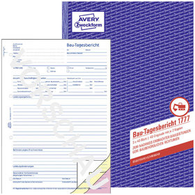 AVERY™ Zweckform - 1777 Bau-Tagesbericht, A4, selbstdurchschreibend, 3x 40 Blatt