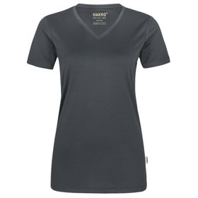 HAKRO - Damen V-Shirt COOLMAX® 187, anthrazit, Größe L