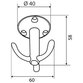 Wilesco - Garderob.-Hut- und Mantelhaken,Dreifachhaken, Bestla,H58mm,Aluminium EV1 poliert