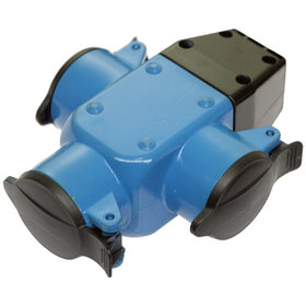 as® Schwabe - 3-fach Aktions-Gummiverteiler, blau, IP44 m. Öse z.Aufhängen, max. 2,5mm², 230V/16A