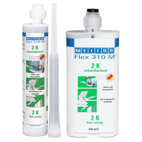 WEICON® - Flex 310 M® 2 K | elastischer Klebstoff auf Hybrid-Polymer-Basis, schnellhärtend | 400 ml | grau