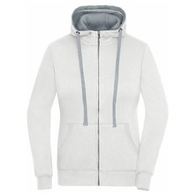 James & Nicholson - Damen Lifestyle Kapuzenjacke JN962, weiß/grau heather, Größe S