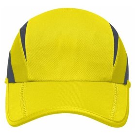 James & Nicholson - 3 Panel Sports Cap MB6580, lemon-grün/eisen-grau, Einheitsgröße