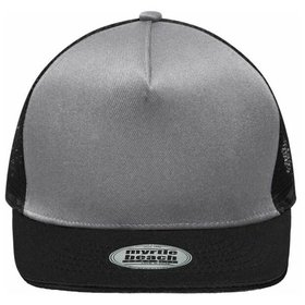 James & Nicholson - 5 Panel Sandwich Flat Cap MB6636, grau/schwarz, Einheitsgröße