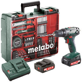 metabo® - Akku-Bohrschrauber BS 14.4 Mobile Werkstatt (602206880), Mobile Werkstatt, Kunststoffkoffer, 14.4V 2x2Ah Li-Power + SC 30