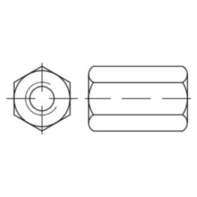 Sechskantmuttern 3 d hoch, DIN 6334 Edelstahl A4 blank M 6 SW10