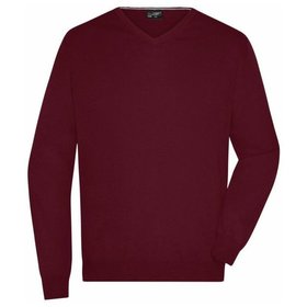 James & Nicholson - Herren V-Pullover JN659, bordeaux-rot, Größe L