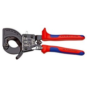 KNIPEX® - Kabelschneider (Ratschenprinzip) schwarz lackiert, mit Mehrkomponenten-Hüllen 250 mm 9531250