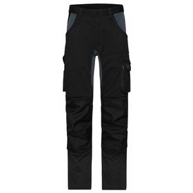 James & Nicholson - Workwear Stretch-Arbeitshose Slim Line JN1812, schwarz/carbon, Größe 25