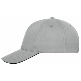 James & Nicholson - 5 Panel Sandwich Cap Bio Baumwolle MB6238, hellgrau/schwarz, Einheitsgröße