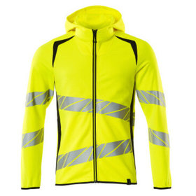 MASCOT® - Kapuzensweatshirt mit Reißverschluss - ACCELERATE SAFE - hi-vis Gelb/Schwarzblau, Gr. XL