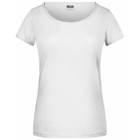 James & Nicholson - Damen T-Shirt Rollsaum 8001, weiß, Größe XXL