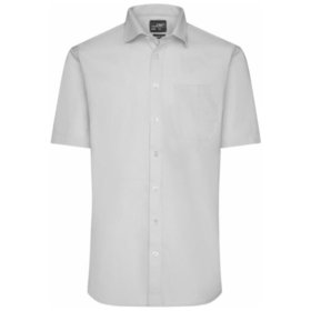 James & Nicholson - Kurzarm Herrenhemd Oxford JN688, silber, Größe L