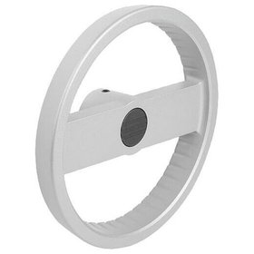 KIPP - 2-SPEICHENHANDRAD D1=125, FORM:A PASSBOHRUNG + QUERBOHRUNG, D2=14, ALUMINIUM SILBER PULVERBESCHICHTET,