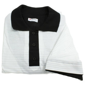 WETEC - ESD-Polo-Shirt, mit schwarzem Kragen, weiß, Größe L