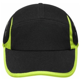 James & Nicholson - 4 Panel Running Cap MB6544, schwarz/neon-gelb, Einheitsgröße