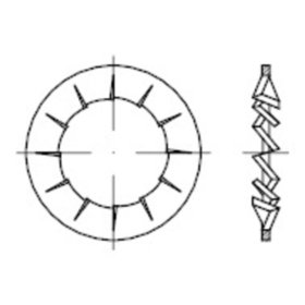 Fächerscheiben innengezahnt, DIN 6798 Federstahl blank Form I 4,3mm KP