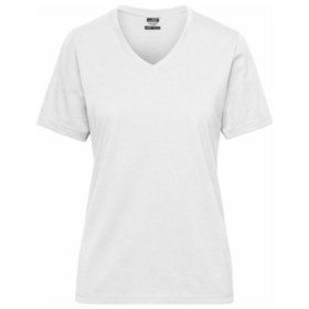 James & Nicholson - Damen BIO Workwear T-Shirt JN1807, weiß, Größe L