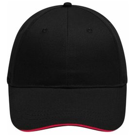 James & Nicholson - 6 Panel Sandwich Cap gebürstet MB6212, schwarz/rot, Einheitsgröße