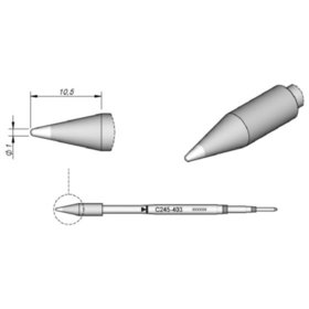 JBC - Lötspitze Serie C245, Rundform, C245403/ø1,0mm, gerade, High Thermal