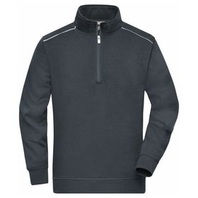 James & Nicholson - Workwear Sweatshirt Halfzip JN895, carbon, Größe M