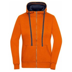 James & Nicholson - Damen Lifestyle Kapuzenjacke JN962, orange/navy-blau, Größe L