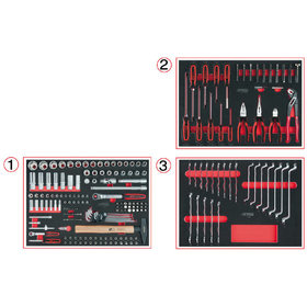 KSTOOLS® - Universal-Systemeinlagen-Satz für 3 Schubladen mit 296 Premium-Werkzeugen