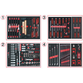 KSTOOLS® - Universal-Systemeinlagen-Satz für 4 Schubladen mit 241 Premium-Werkzeugen