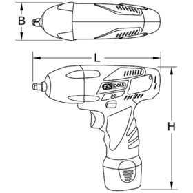 KSTOOLS® - 3/8" Akku-Schlag-Schrauber, 117N·m, 1.870 U/min, mit 2 Akkus und 1 Ladegerät