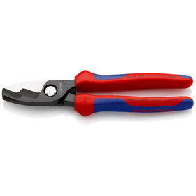 KNIPEX® - Kabelschere mit Doppelschneide brüniert, mit Mehrkomponenten-Hüllen 200 mm 9512200