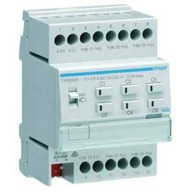 hager - Heizungsaktor KNX REG 6Ausg 0,16A 24-230V Bussystem KNX Handschaltung