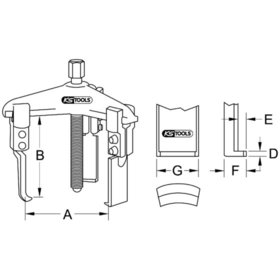 KSTOOLS® - Universal-Abzieher 3-armig mit schlanken Haken, 20-90mm
