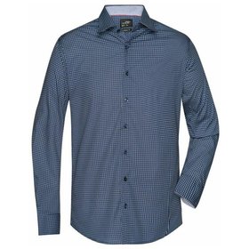James & Nicholson - Herrenhemd Punkteprint JN674, navy-blau/weiß, Größe M
