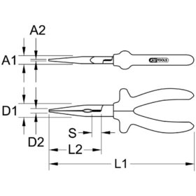 KSTOOLS® - 1000V Flachrundzange, 200mm