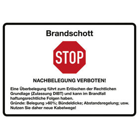 Folienaufkleber, Aufschrift"Brandschott"-"STOP-Nachbelegung verboten"