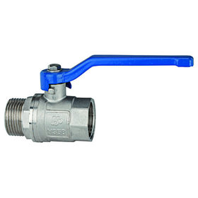 RIEGLER® - Kugelhahn »valve line«, Handhebel blau, Messing vernickelt, I/A, G 1/4"