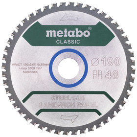 metabo® - Sägeblatt "steel cut/sandwich panel - classic", 190x30 Z48 FZ/FA 4° (628682000)