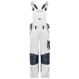 James & Nicholson - Workwear Latzhose Cordura® JN1833, weiß/carbon, Größe 94