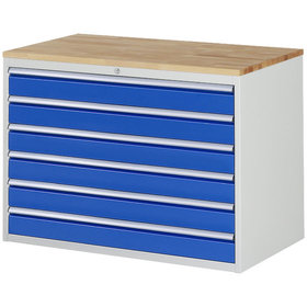 RAU. - Schrank für 7000, 1145 x 650 x 825mm, 6 gleiche Schubladen, Bucheplatte